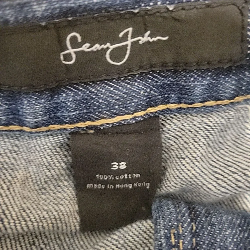 Sean John Jean Shorts Mens 38‎ Blue Denim Baggy Y2K Hip Hop Embroidered VGT